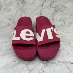 Levi's Pink Slide Platform Sandals. Size 6. In excellent condition!